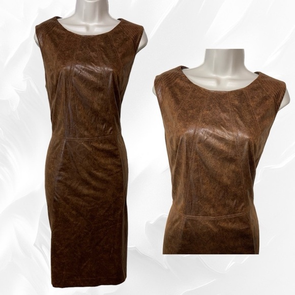 NWT Vince Camuto Faux Leather Sheath Sleeveless Dress - Size 14(10-runs small) - Picture 1 of 3